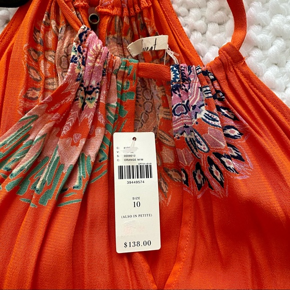NWT Anthropologie Orange High Neck Dress - Picture 5 of 5
